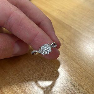 14K White Gold Diamond Engagement Ring Preowned Size 5.5 ~ 1/2 carat cluster